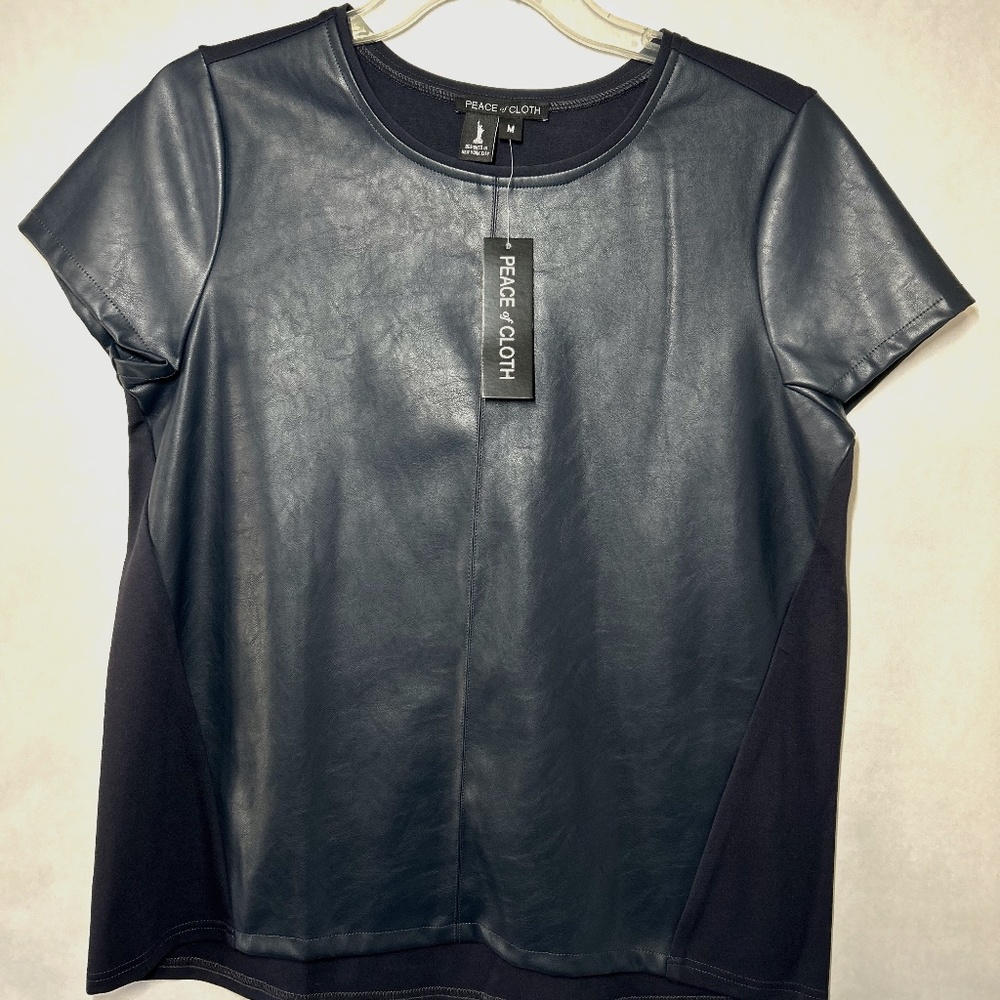 Peace of Cloth Noa Navy Leather Top